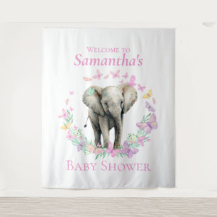 Cute Elephant Butterflies Backdrop