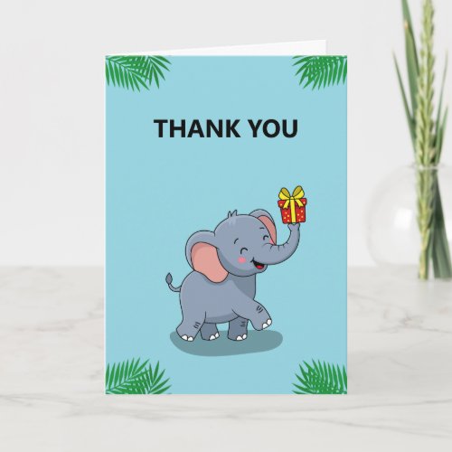 Cute Elephant Carrying Gift Letterpress Thank You Card