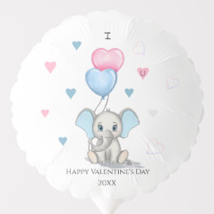 Cute Elephant Cartoon Personalized Valentine's Balloon