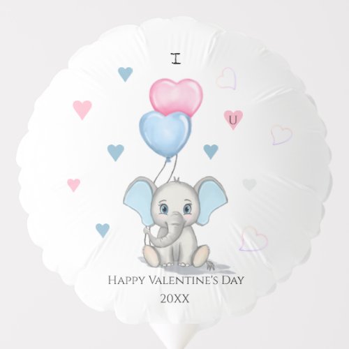 Cute Elephant Cartoon  Personalized Valentines Balloon