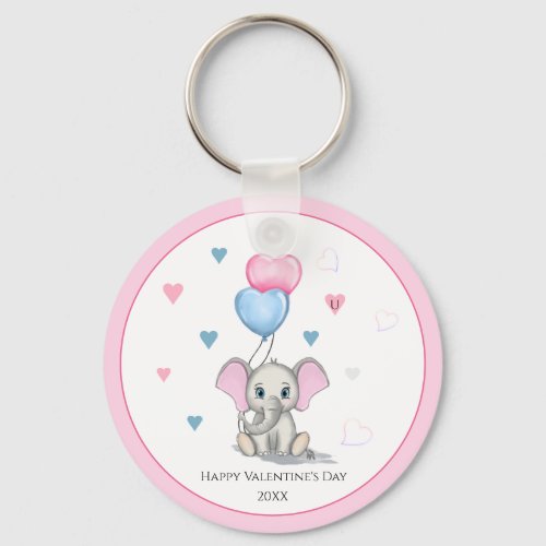 Cute Elephant Cartoon  Personalized Valentines K Keychain