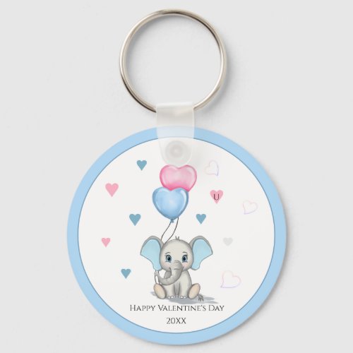 Cute Elephant Cartoon  Personalized Valentines Keychain