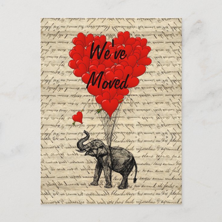 Cute elephant change of address card Zazzle