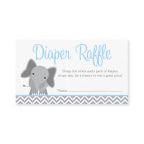 Cute Elephant Chevron Blue Diaper Raffle Ticket Enclosure Card