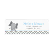 Cute Elephant Chevron Light Blue Label