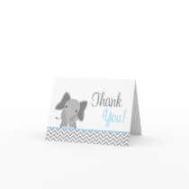 Cute Elephant Chevron Light Blue Thank You