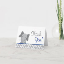 Cute Elephant Chevron Navy Blue Thank You