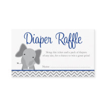 Cute Elephant Chevron Navy Diaper Raffle Ticket Enclosure Card