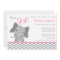 Cute Elephant Chevron Pink Baby Shower Invitation