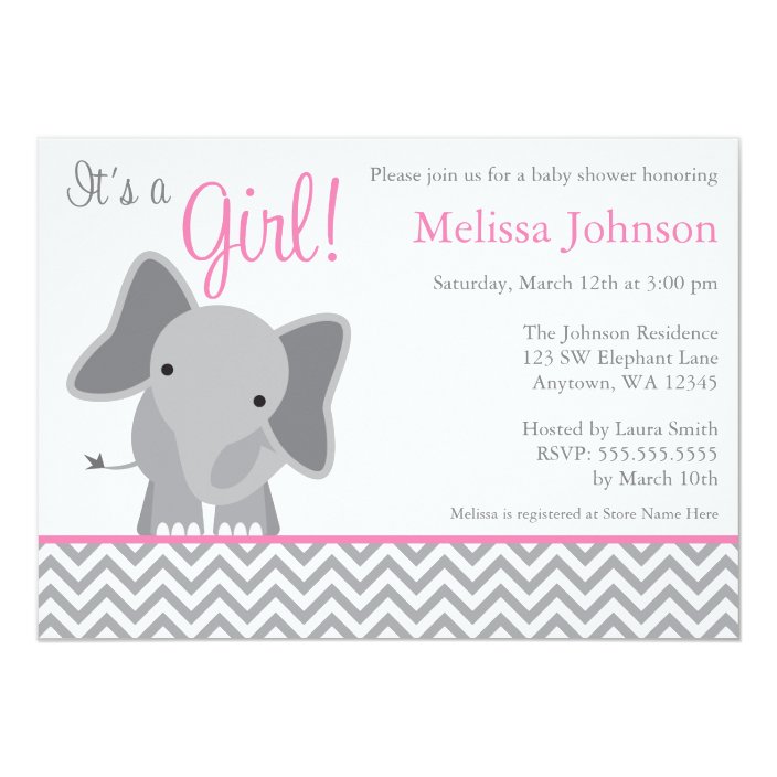 pink baby shower elephant