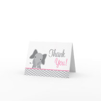Cute Elephant Chevron Pink Thank You
