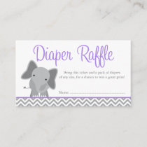 Cute Elephant Chevron Purple Diaper Raffle Ticket Enclosure Card