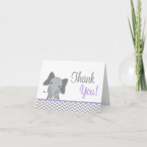 Cute Elephant Chevron Purple Thank You