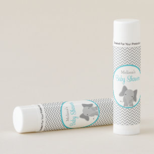 Cute Elephant Chevron Teal Baby Shower Favors Lip Balm