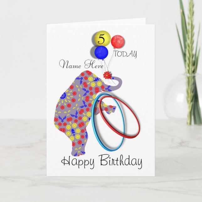 Cute Elephant Child's Personalised Birthday Card (Front)