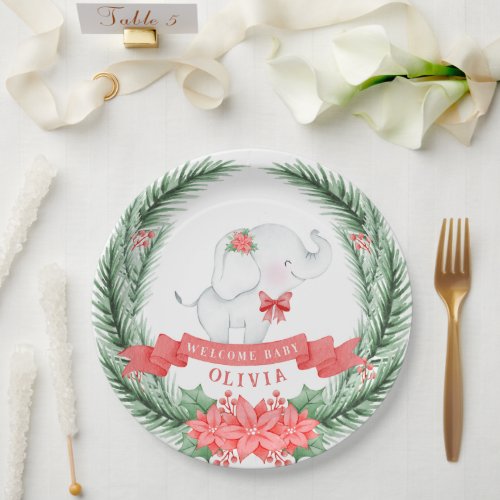 Cute Elephant  Christmas Baby Shower  Paper Plates