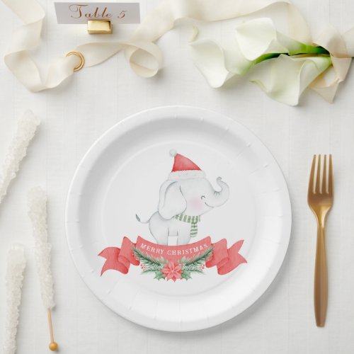 Cute Elephant  Christmas  Paper Plates