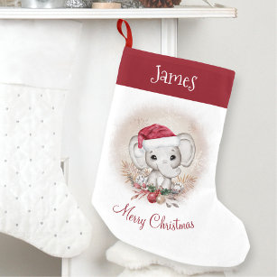 Cute Elephant Christmas Stocking Name