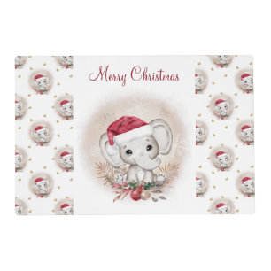 Cute Elephant Christmas Table Placemats