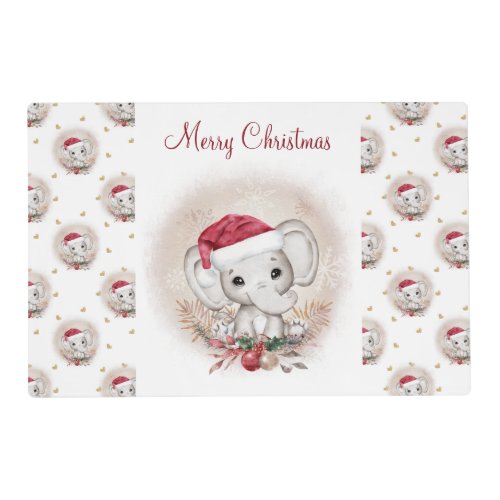 Cute Elephant Christmas Table Placemats