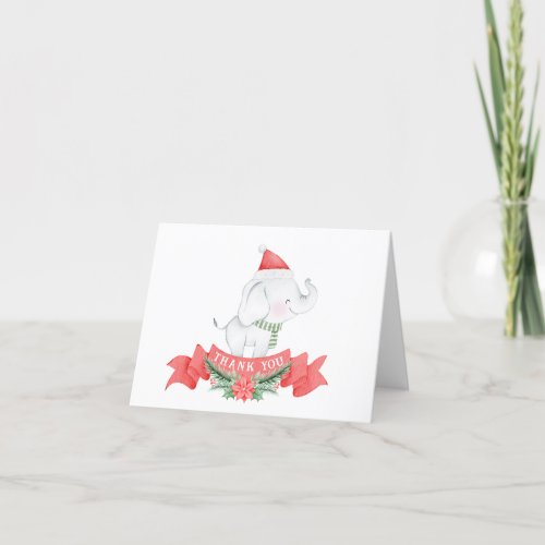 Cute Elephant  Christmas  Thank You Card