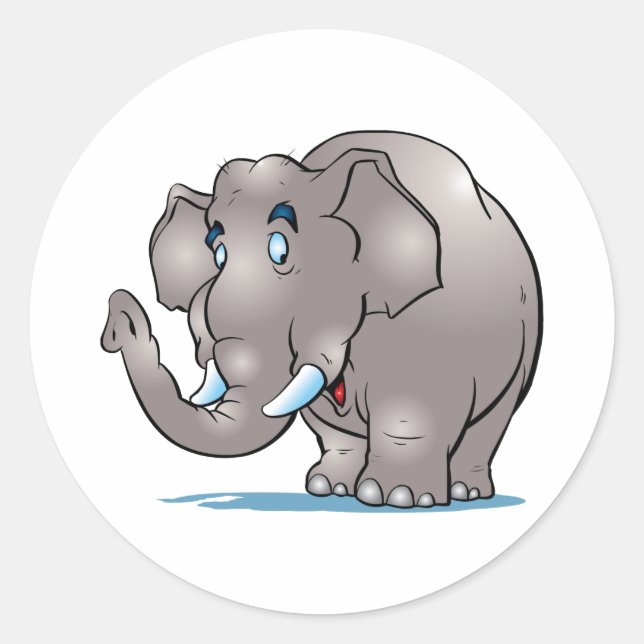 Cute Elephant Classic Round Sticker (Front)