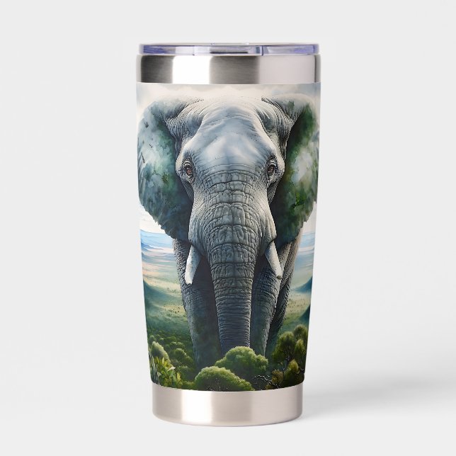 Cute Elephant Close up Insulated Tumbler (Front)