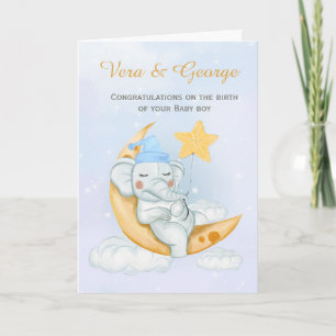 Cute Elephant Congratulations A New Baby Boy  Card