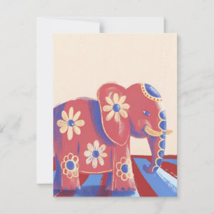Cute elephant congratulations pastel colors postcard