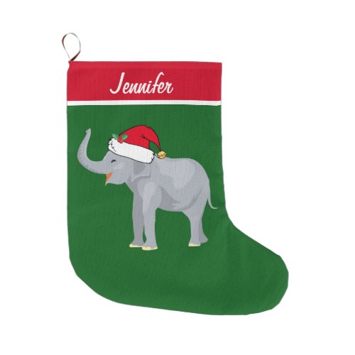 Cute Elephant Custom Large Christmas Stocking