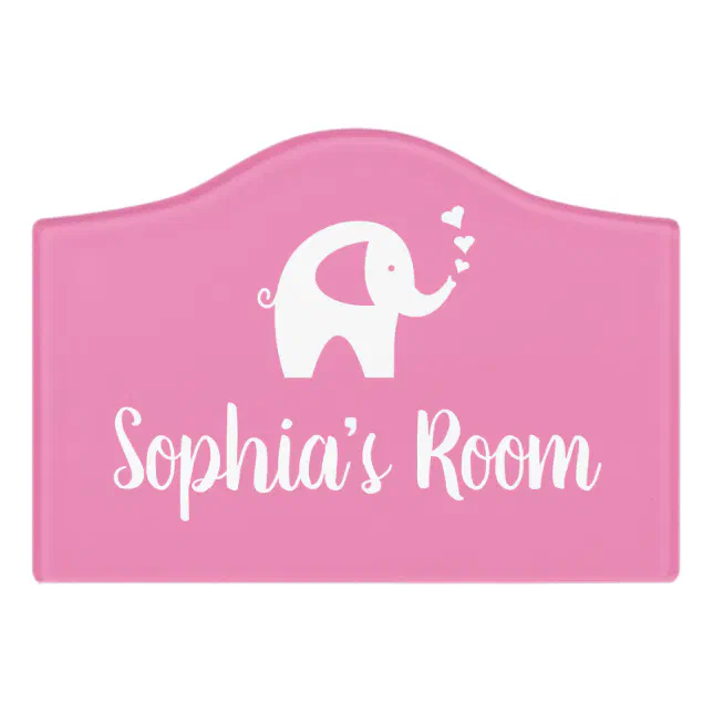 Cute elephant custom name girl&rsquo;s baby room nursery door sign | Zazzle