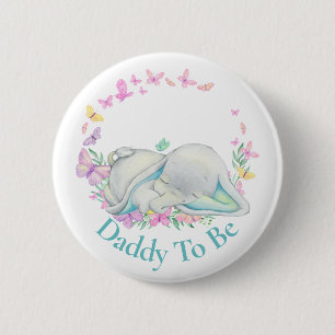 Cute Elephant Daddy to be Butterfly Button