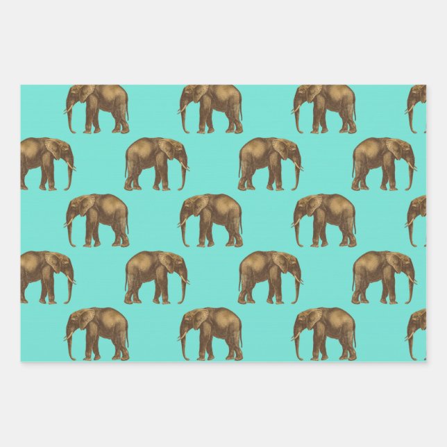 Cute Elephant Delight Wrapping Paper Sheets (Front)