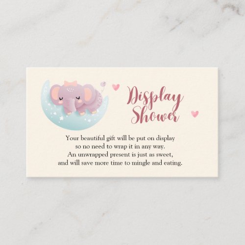 Cute Elephant Display Baby Shower Insert Card