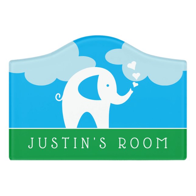 Cute elephant door sign for kid's room or nursery (Small Crest Front)