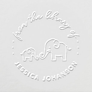 Cute Elephant Elegant From The Library Book Embosser