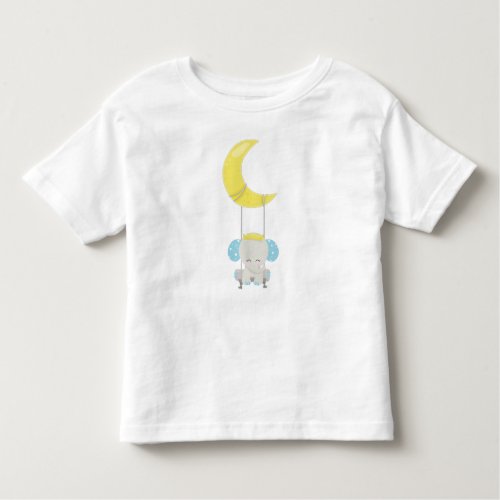 Cute Elephant Elephant On A Swing Crown Moon Toddler T_shirt