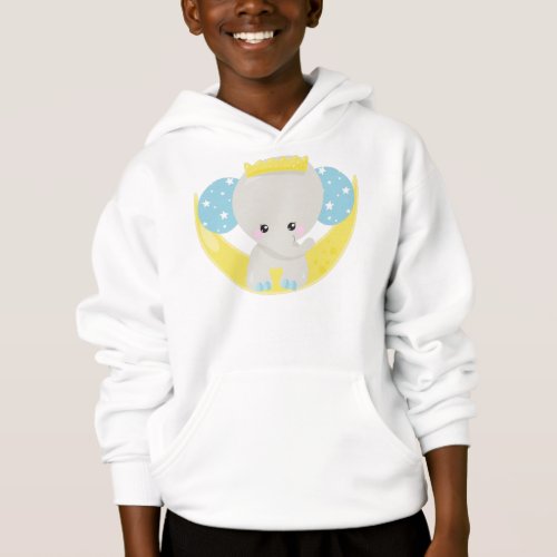 Cute Elephant Elephant On The Moon Crown Stars Hoodie