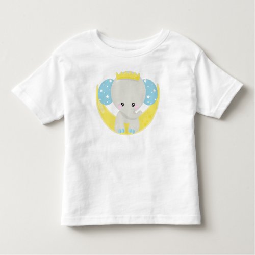 Cute Elephant Elephant On The Moon Crown Stars Toddler T_shirt
