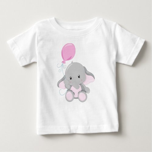Cute Elephant Elephant With Balloon Baby T_Shirt