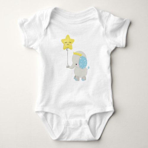 Cute Elephant Elephant With Balloon Crown Star Baby Bodysuit