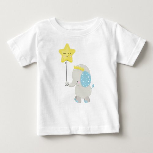 Cute Elephant Elephant With Balloon Crown Star Baby T_Shirt