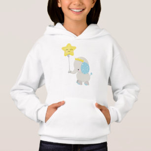 Cute Elephant, Elephant With Balloon, Crown, Star Hoodie