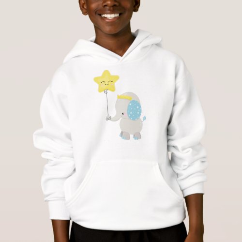 Cute Elephant Elephant With Balloon Crown Star Hoodie