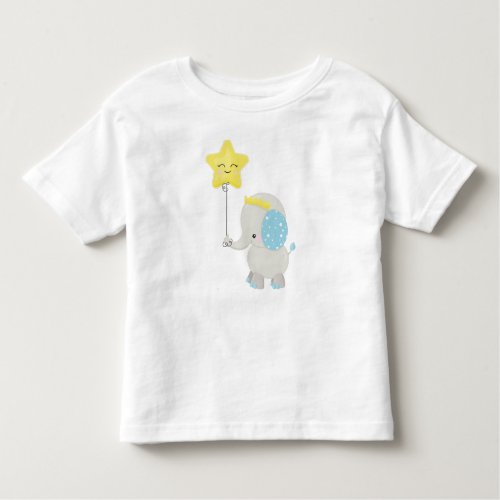 Cute Elephant Elephant With Balloon Crown Star Toddler T_shirt