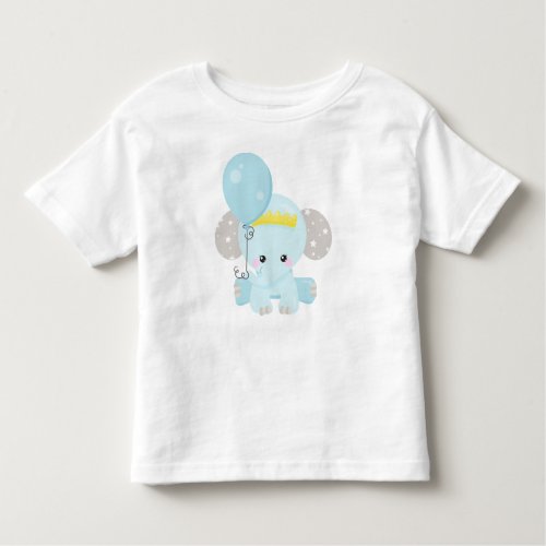 Cute Elephant Elephant With Balloon Crown Stars Toddler T_shirt