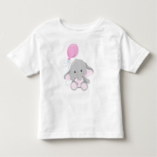 Cute Elephant Elephant With Balloon Toddler T_shirt