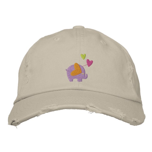 cute elephant embroidered baseball cap (Front)