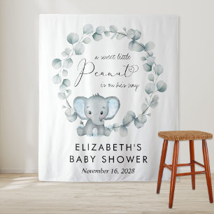Cute Elephant Eucalyptus Baby Boy Shower Welcome Tapestry