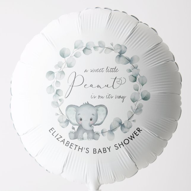 Cute Elephant Eucalyptus Baby Shower Balloon (Front)